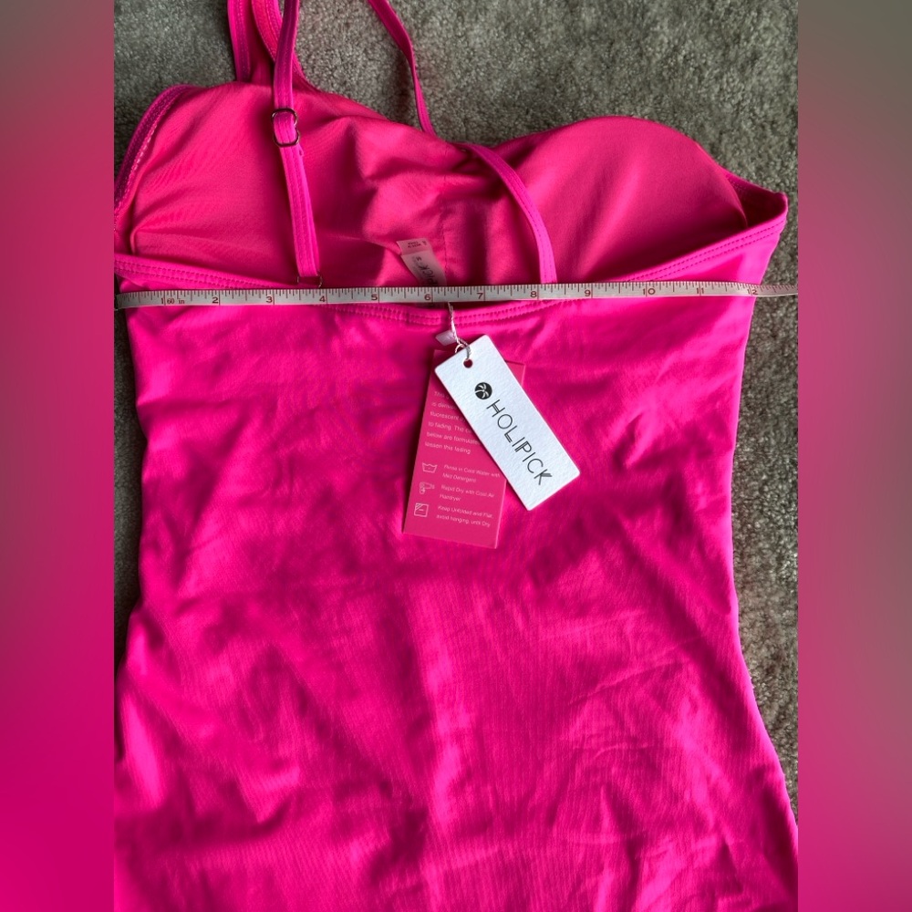 Vibrant Pink One-Piece one-shoulder Swimsuit NWT - Picture 5 of 8
